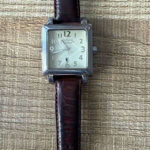 Silpada Silver Watch with Brown Leather Strap